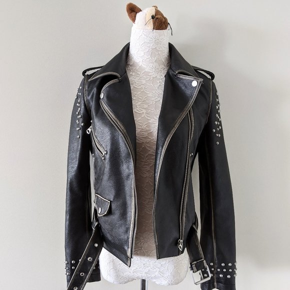 Zara Jackets & Blazers - Zara Basic Studded Faux Leather Jacket